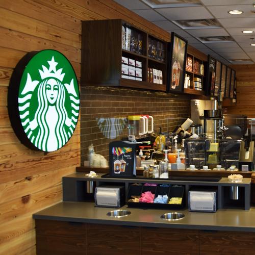 Starbucks drink pick up station